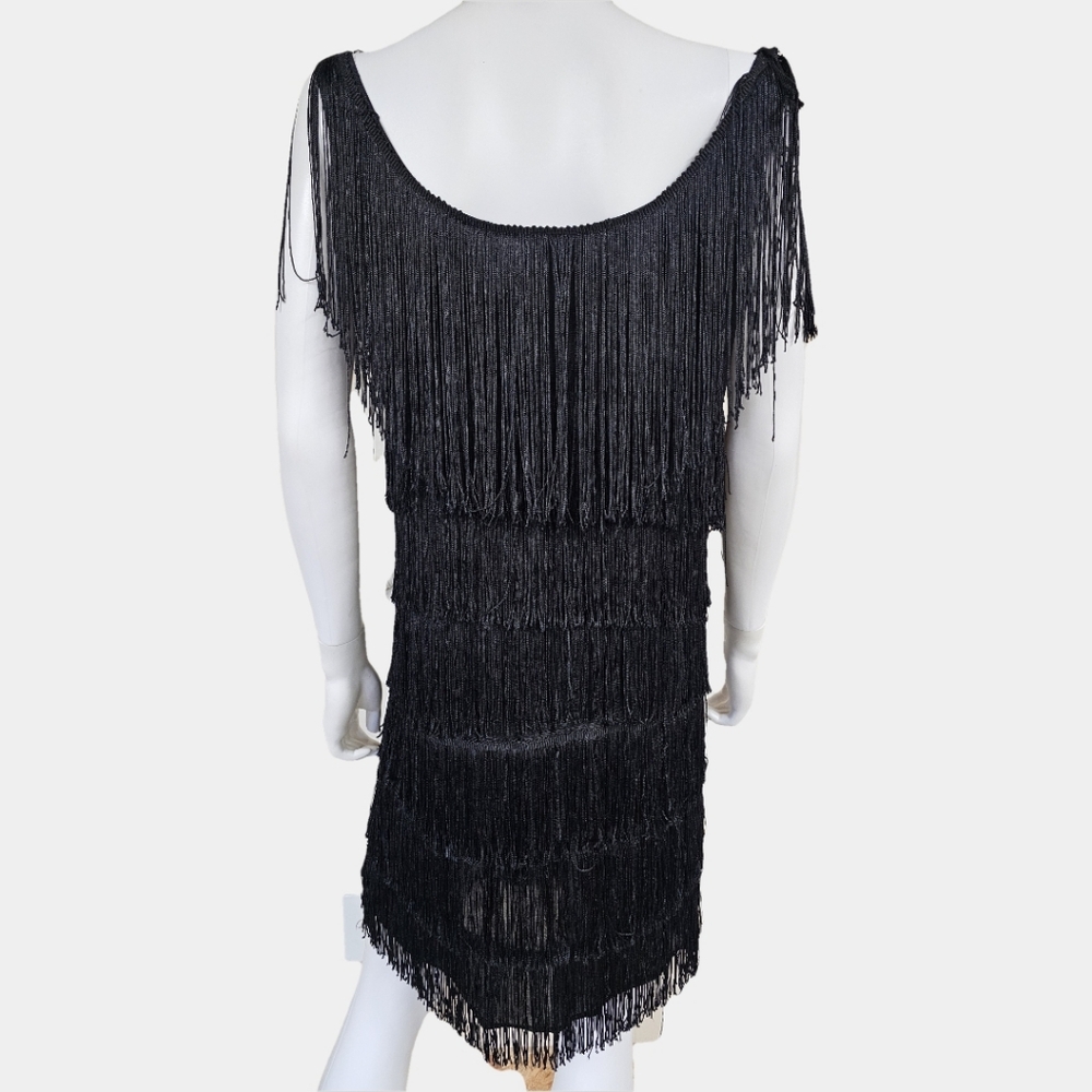 California Costumes Black Fringe Layered 1920's Flapper Dress Size L (Adult) - Picture 5 of 16
